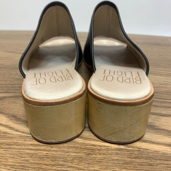 Anthropology Bird of Flight Women's Wedge Slip-On Leather US 8.5 Black Sandals - Picture 4 of 11